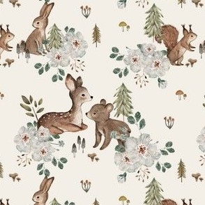 hello februar - featuring cute little fawn and bear, squirrel and rabbit