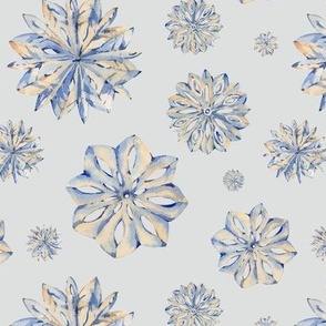 Watercolor snowflakes in neutral color