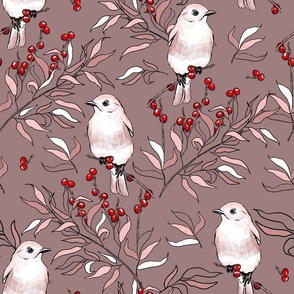 birds and berries pattern 