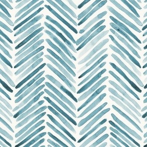 Teal herringbone - watercolor brush stroke abstract geometric painted pattern p301-32