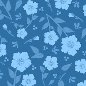 Blue Monochrome - Simply Pretty Florals Block