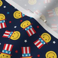 (small scale) Stars and Stripes Happy Face - Uncle Sam hat - navy - LAD23