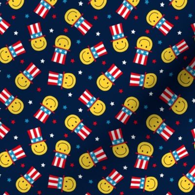 (small scale) Stars and Stripes Happy Face - Uncle Sam hat - navy - LAD23
