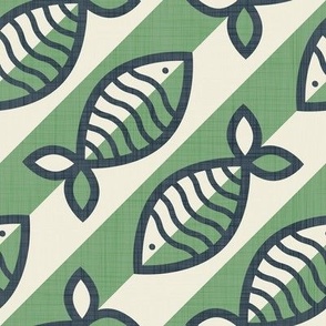 Normal scale • Bold retro fish green and grey