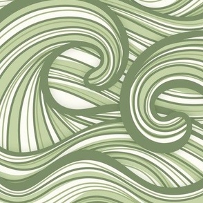 Caribbean Sea- Ocean Waves- California Summer Beach- Hawaii Surf- Wallpaper- Earthy Green Wallpaper-  Sage Green- Large