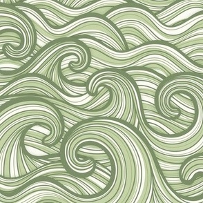 Caribbean Sea- Ocean Waves- California Summer Beach- Hawaii Surf- Wallpaper- Earthy Green Wallpaper-  Sage Green- Small