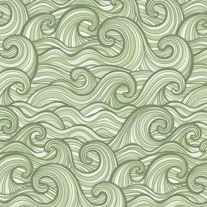 Caribbean Sea- Ocean Waves- California Summer Beach- Hawaii Surf- Wallpaper- Earthy Green Wallpaper-  Sage Green- sMini