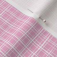Bubblegum pink and white drawn plaid grid - coordinate to flamingo beach party - small