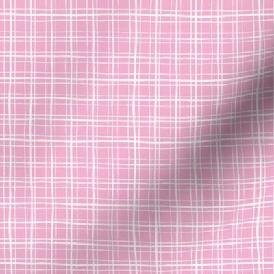 Bubblegum pink and white drawn plaid grid - coordinate to flamingo beach party - small