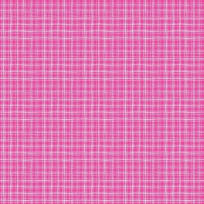 Hot Pink and white drawn grid plaid - coordinate to flamingo beach party - small