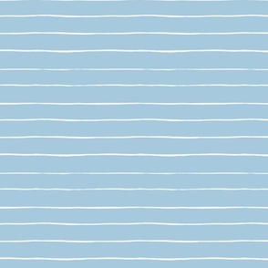 Blue and White drawn stripes - coordinate to flamingo beach party - medium