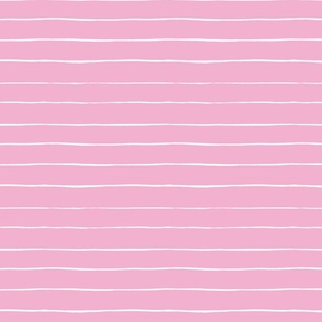Bubblegum Pink and White drawn stripes - coordinate for flamingo beach party - medium
