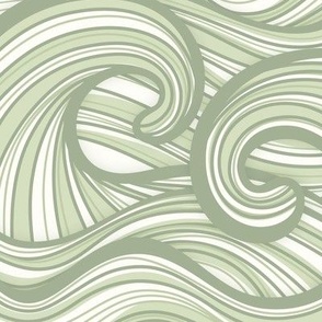 Caribbean Sea- Ocean Waves- California Summer Beach- Hawaii Surf- Wallpaper- Soft Earthy Green Wallpaper- Pastel Sage Green- Large