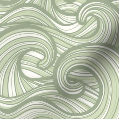 Caribbean Sea- Ocean Waves- California Summer Beach- Hawaii Surf- Wallpaper- Soft Earthy Green Wallpaper- Pastel Sage Green- Medium