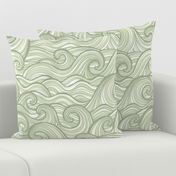 Caribbean Sea- Ocean Waves- California Summer Beach- Hawaii Surf- Wallpaper- Soft Earthy Green Wallpaper- Pastel Sage Green- Medium