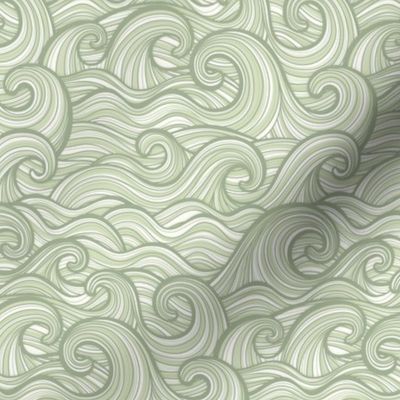 Caribbean Sea- Ocean Waves- California Summer Beach- Hawaii Surf- Wallpaper- Soft Earthy Green Wallpaper- Pastel Sage Green- sMini