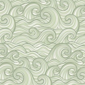 Caribbean Sea- Ocean Waves- California Summer Beach- Hawaii Surf- Wallpaper- Soft Earthy Green Wallpaper- Pastel Sage Green- sMini