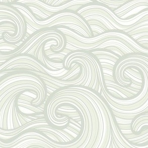 Caribbean Sea- Ocean Waves- California Summer Beach- Hawaii Surf- Wallpaper- Soft Pastel Earthy Green Wallpaper- Soft Pastel Sage Green- Small