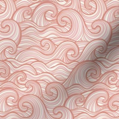 Caribbean Sea- Ocean Waves- California Summer Beach- Hawaii Surf- Soft Pink Wallpaper-  Coral- Flamingo- Rose- sMini