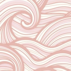 Caribbean Sea- Ocean Waves- California Summer Beach- Hawaii Surf- Light Soft Pink Wallpaper- Baby Girl- Nursery Wallpaper-  Coral- Flamingo- Rose- Large