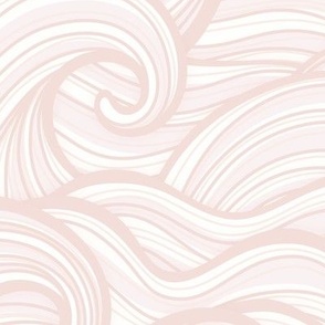 Caribbean Sea- Ocean Waves- California Summer Beach- Hawaii Surf- Light Soft Pastel Pink Wallpaper- Baby Girl- Nursery Wallpaper-  Coral- Flamingo- Rose- Large