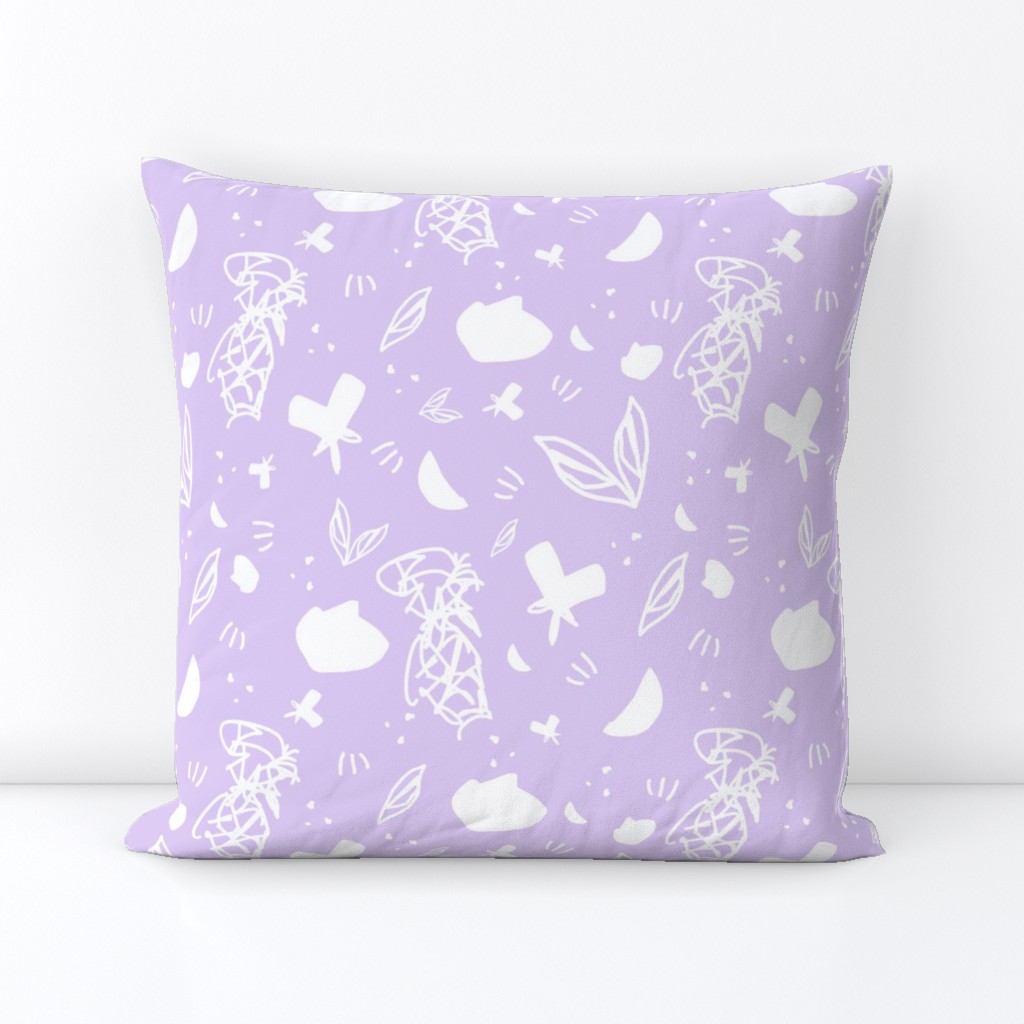 Lavender Pineapple Abstract Hand Drawn 