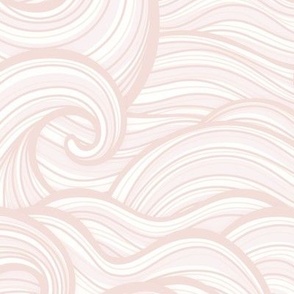 Caribbean Sea- Ocean Waves- California Summer Beach- Hawaii Surf- Light Soft Pastel Pink Wallpaper- Baby Girl- Nursery Wallpaper-  Coral- Flamingo- Rose- Medium