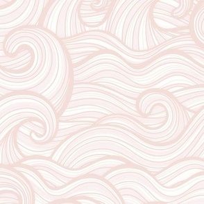 Caribbean Sea- Ocean Waves- California Summer Beach- Hawaii Surf- Light Soft Pastel Pink Wallpaper- Baby Girl- Nursery Wallpaper-  Coral- Flamingo- Rose- Small
