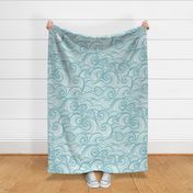 Caribbean Sea- Ocean Waves- California Summer- Hawaii Surf- Light Turquoise Blue Wallpaper- Coastal Grandma- Large