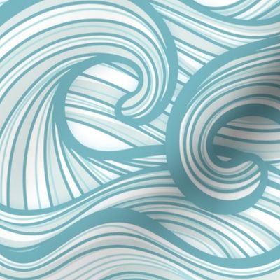 Caribbean Sea- Ocean Waves- California Summer- Hawaii Surf- Light Turquoise Blue Wallpaper- Coastal Grandma- Large