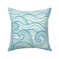 Caribbean Sea- Ocean Waves- California Summer- Hawaii Surf- Light Turquoise Blue Wallpaper- Coastal Grandma- Large