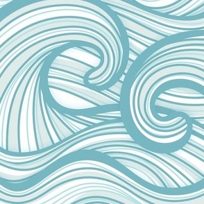 Caribbean Sea- Ocean Waves- California Summer- Hawaii Surf- Light Turquoise Blue Wallpaper- Coastal Grandma- Large