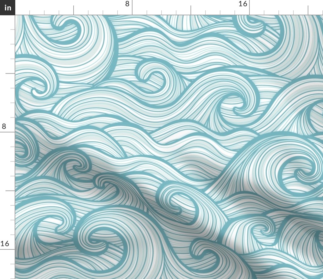Caribbean Sea- Ocean Waves- California Summer- Hawaii Surf- Light Turquoise Blue Wallpaper- Coastal Grandma- Medium
