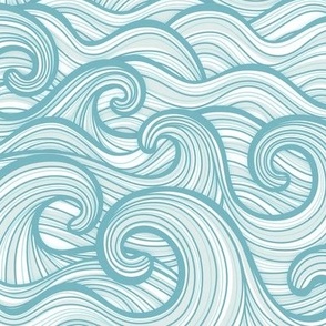 Caribbean Sea- Ocean Waves- California Summer- Hawaii Surf- Light Turquoise Blue Wallpaper- Coastal Grandma- Small