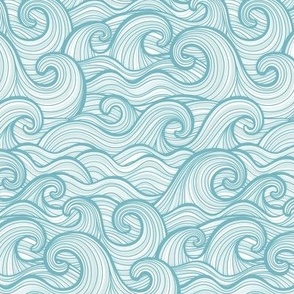 Caribbean Sea- Ocean Waves- California Summer- Hawaii Surf- Light Turquoise Blue Wallpaper- Coastal Grandma- sMini