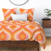 groovy psychedelic swirl retro vintage wallpaper 24 jumbo scale 60s 70s orange pink by Pippa Shaw
