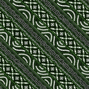 Diagonal Batik Stripes in Emerald Green