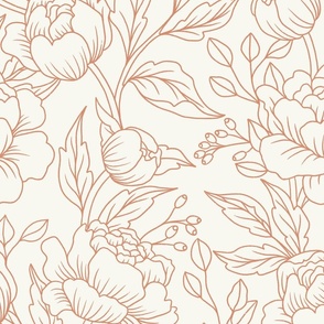 Chintz floral in rose minimalist - large scale