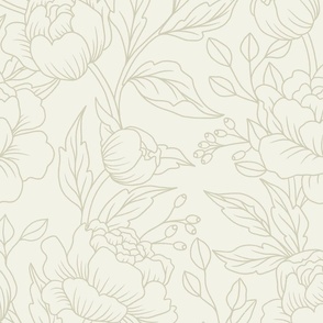 Chintz floral in sage minimalist- large scale 