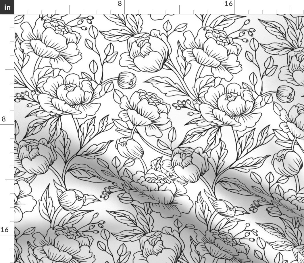 Chintz floral black minimalist- medium scale