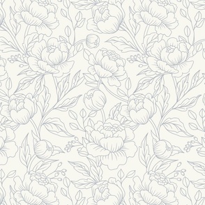 Chintz floral blue minimalist- medium scale