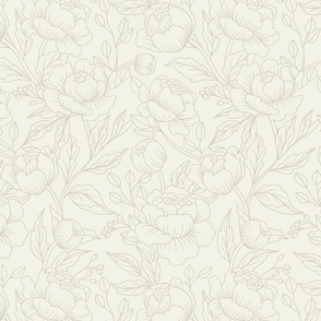 Chintz floral in sage minimalist- medium scale