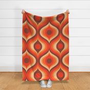 groovy psychedelic swirl retro vintage wallpaper 24 jumbo scale 60s 70s red hot orange by Pippa Shaw