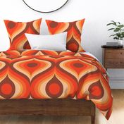 groovy psychedelic swirl retro vintage wallpaper 24 jumbo scale 60s 70s red hot orange by Pippa Shaw
