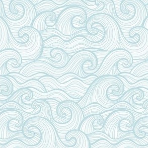 Caribbean Sea- Ocean Waves- California Summer- Hawaii Surf- Light Pastel Turquoise Blue Wallpaper- Coastal Gradma- sMini