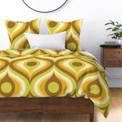 groovy psychedelic swirl retro vintage wallpaper 24 jumbo scale 60s 70s avocado chocolate by Pippa Shaw