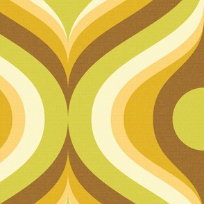 groovy psychedelic swirl retro vintage wallpaper 24 jumbo scale 60s 70s avocado chocolate by Pippa Shaw