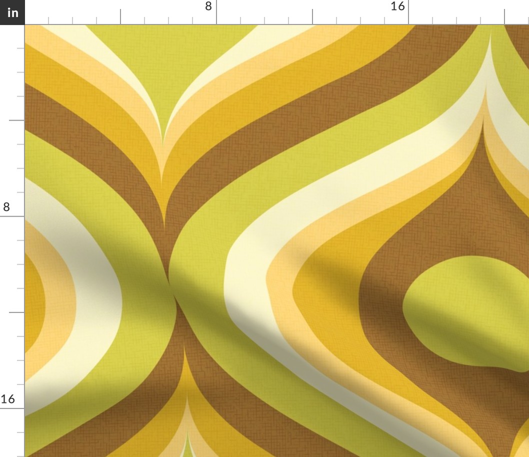 groovy psychedelic swirl retro vintage wallpaper 24 jumbo scale 60s 70s avocado chocolate by Pippa Shaw