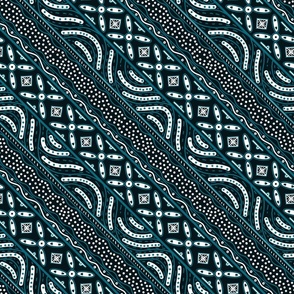 Diagonal Batik Stripes in Cerulean Blue