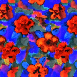Floral ink red blue